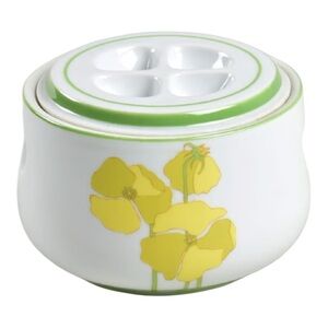 Denby Portugal Quadrille Sugar Bowl & Lid Yellow Flowers Vintage Discontinued
